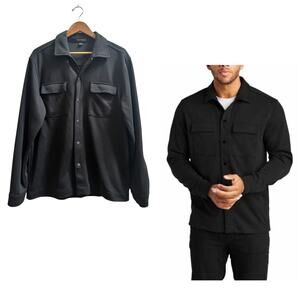 Mercer + Mettle Black Double Knit Snap Button Down Shacket Jacket Large MM3004